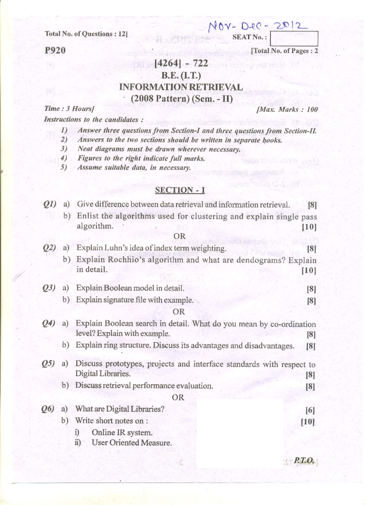 IR Question Paper - Information Retrieval - Studocu