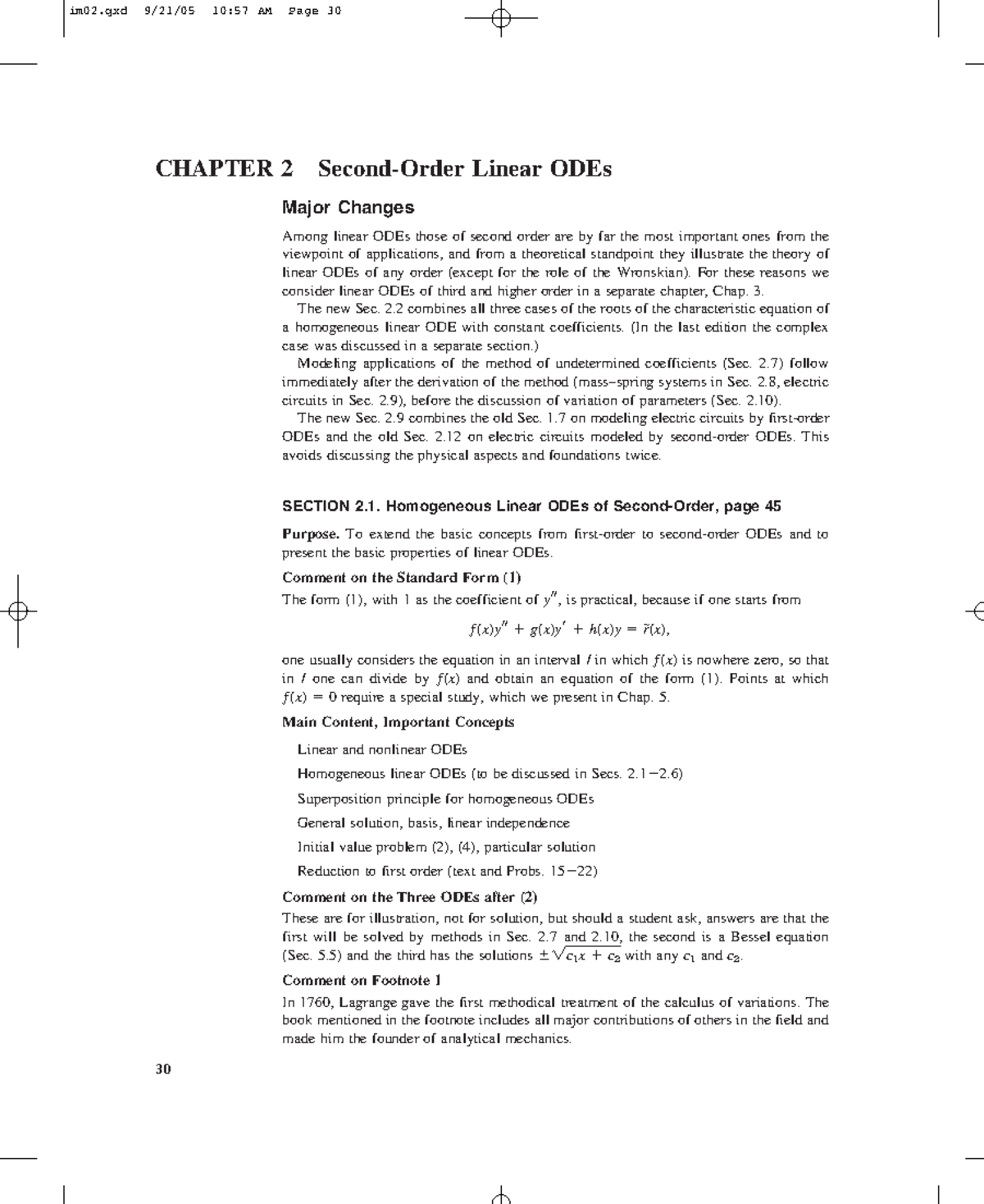 Ch02 - CHAPTER 2 Second-Order Linear ODEs Major Changes Among Linear ...