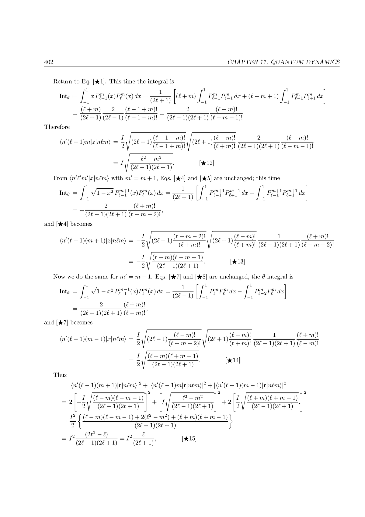 EP455 Manual 2 - 402 CHAPTER 11. QUANTUM DYNAMICS Return to Eq. [⋆1 ...