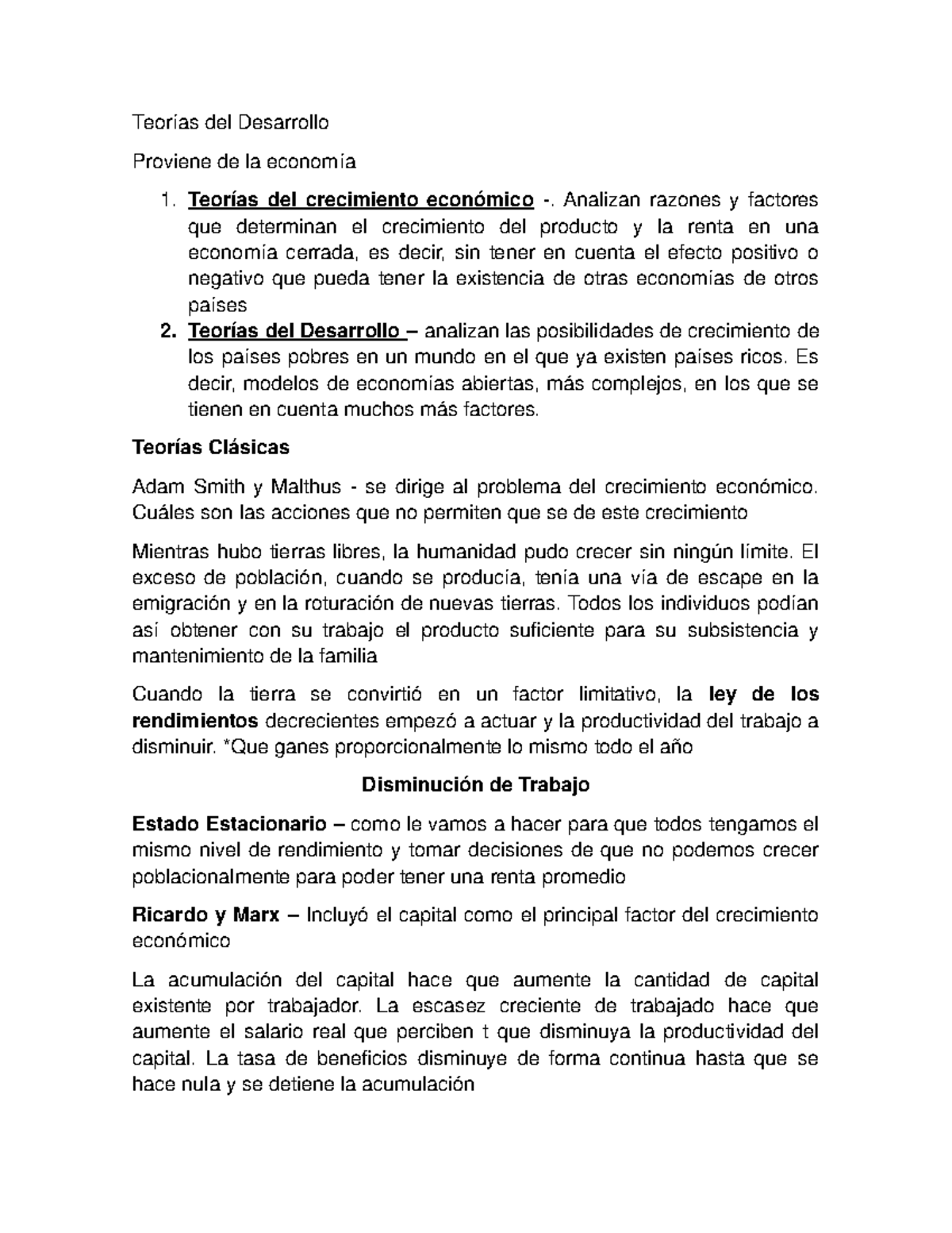 Teorías del Desarrollo - Teorías del Desarrollo Proviene de la economía ...