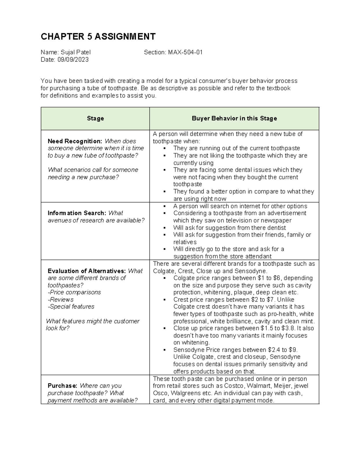 Chapter+5+Assignment%281%29 - CHAPTER 5 ASSIGNMENT Name: Sujal Patel ...