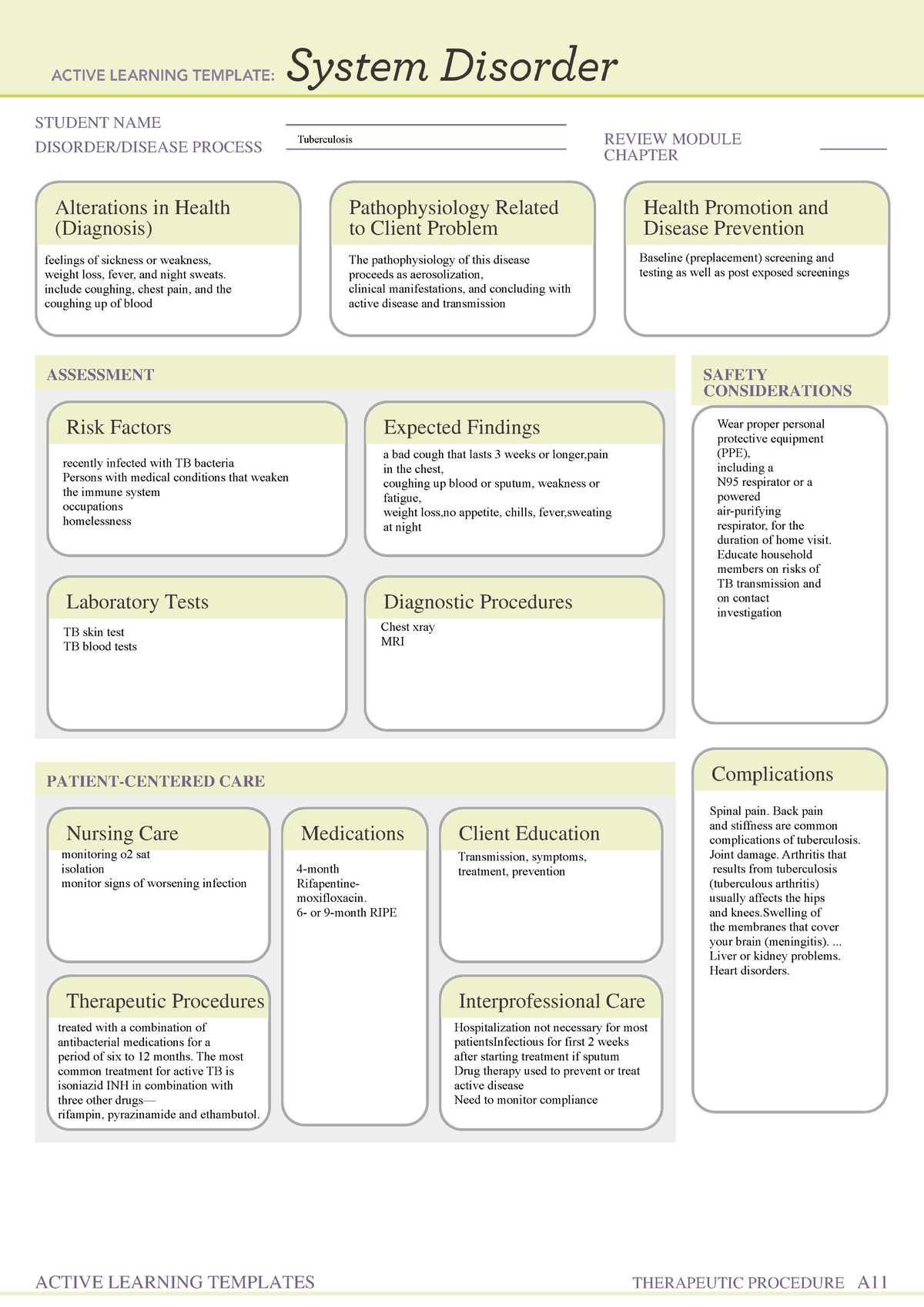 System Disorder form-5 - STUDENT NAME DISORDER/DISEASE PROCESS REVIEW ...