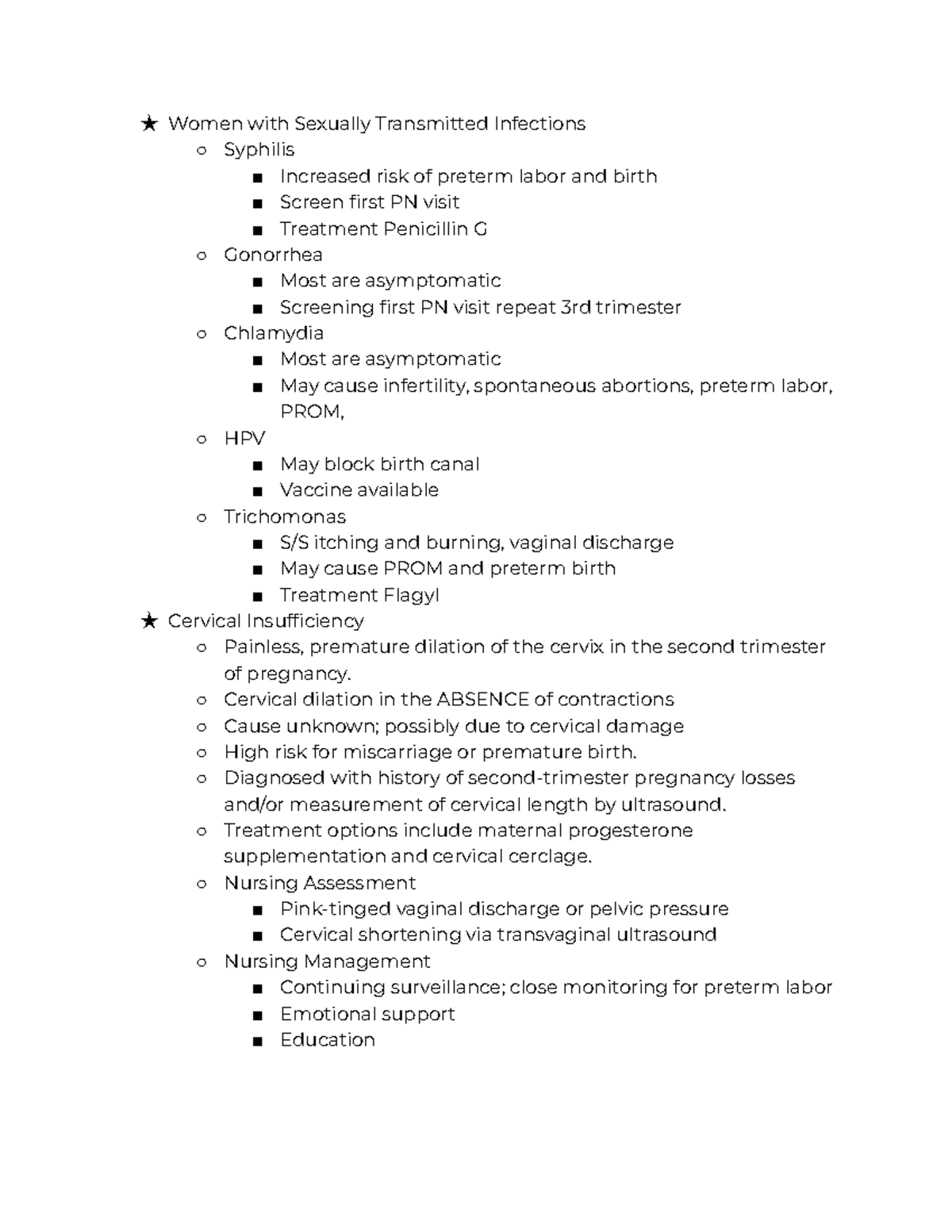 Part 2 ob - Samford University Childbearing Family Exam 3 Review Notes ...