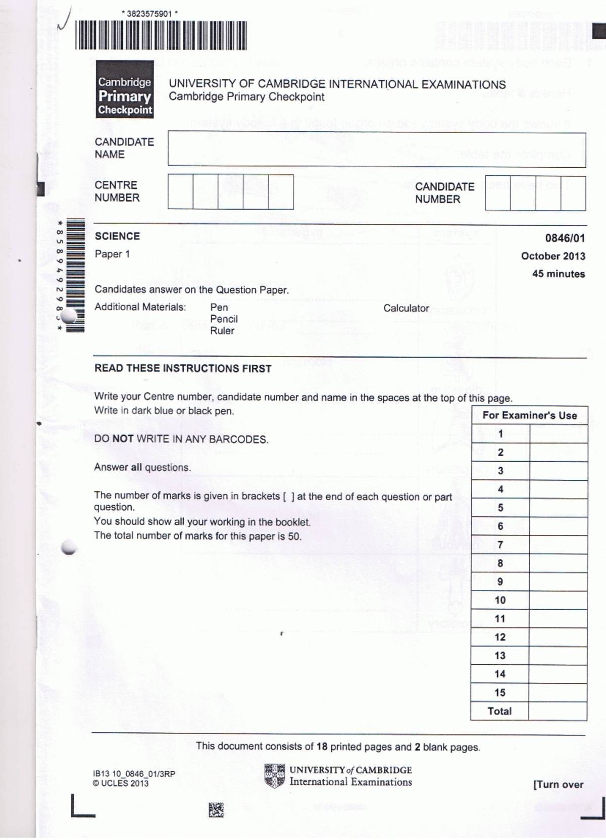 Primary checkpoint science 0846 october 2013 paper 1 agribusiness