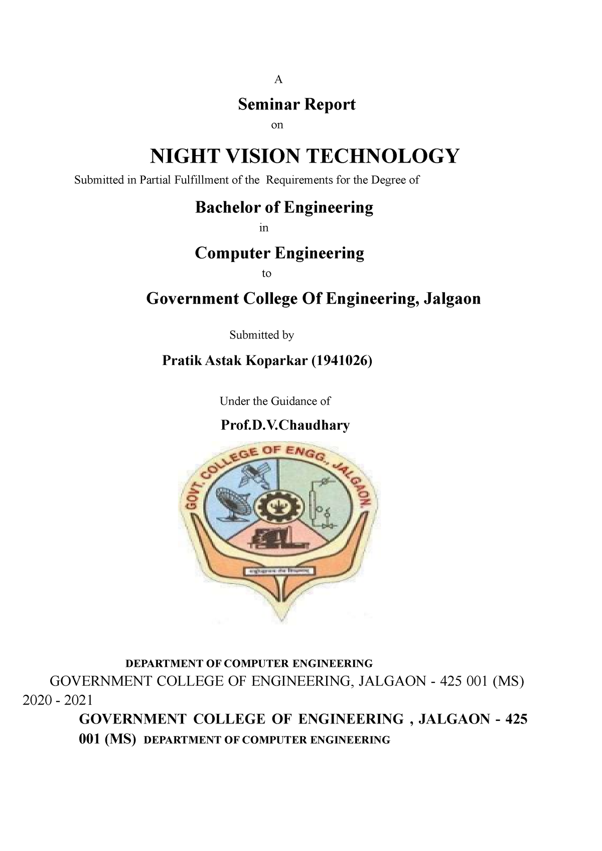 Night vision technology seminar report