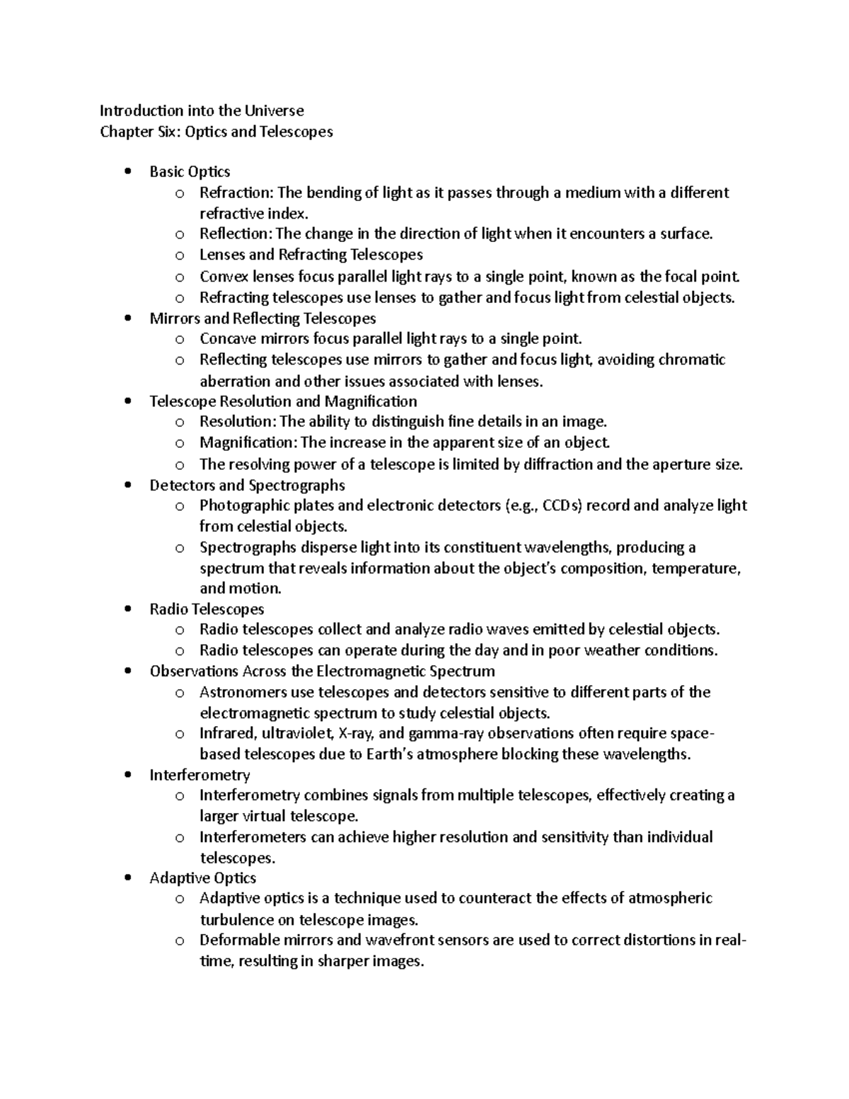 Introduction into the Universe Chapter Six Notes - Introduction into ...