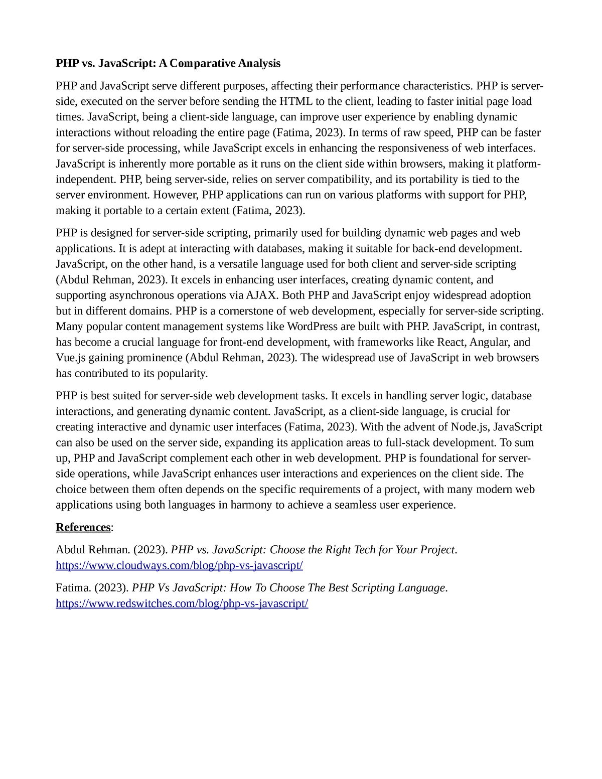 CS 4402 Discussion Unit 5 - PHP vs. JavaScript: A Comparative Analysis ...