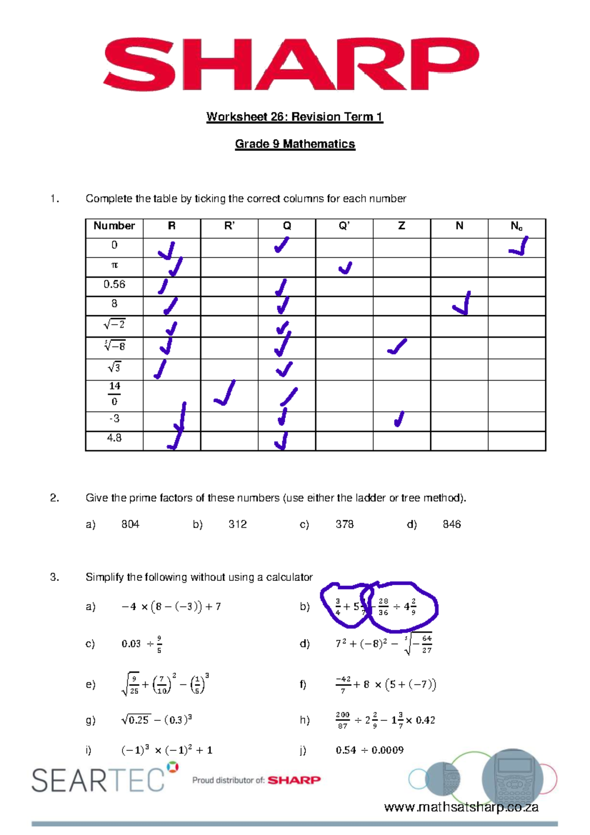 revision term 1 grade 9 maths - Worksheet 26: Revision Term 1 Grade 9 ...