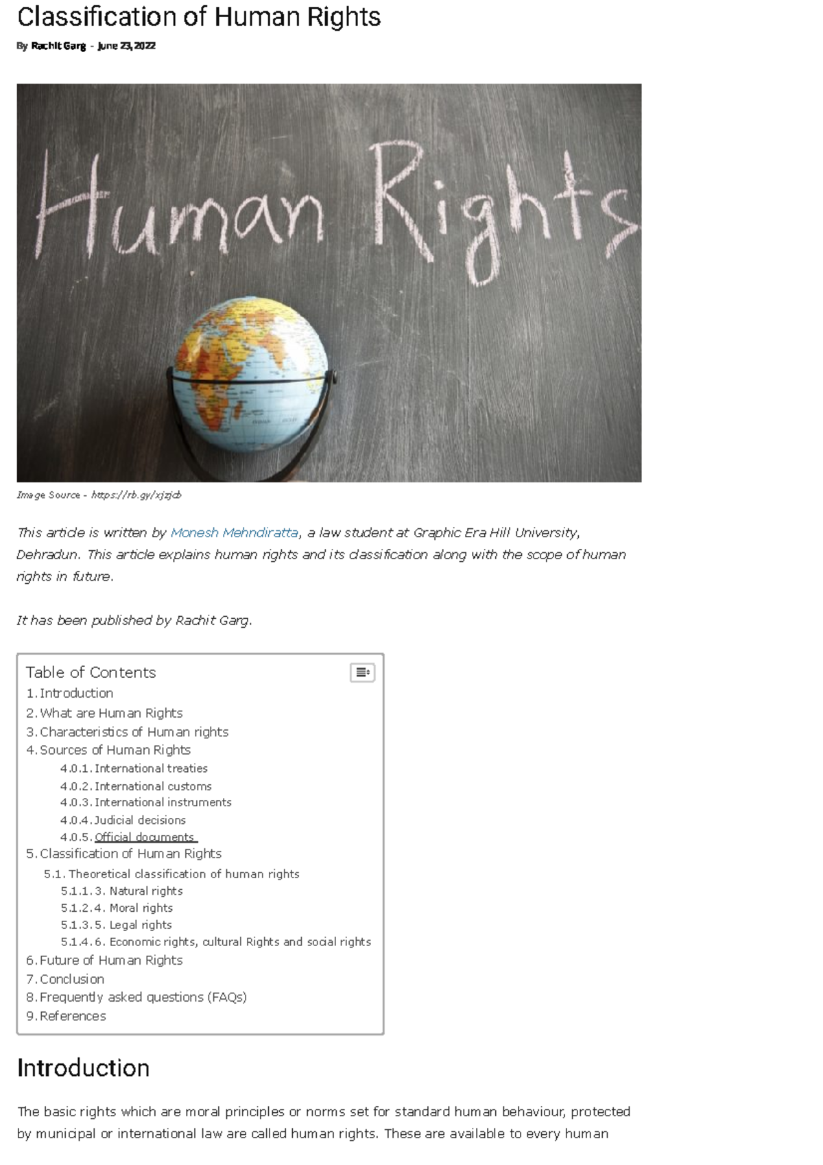 Definition And Classification Of Human Rights