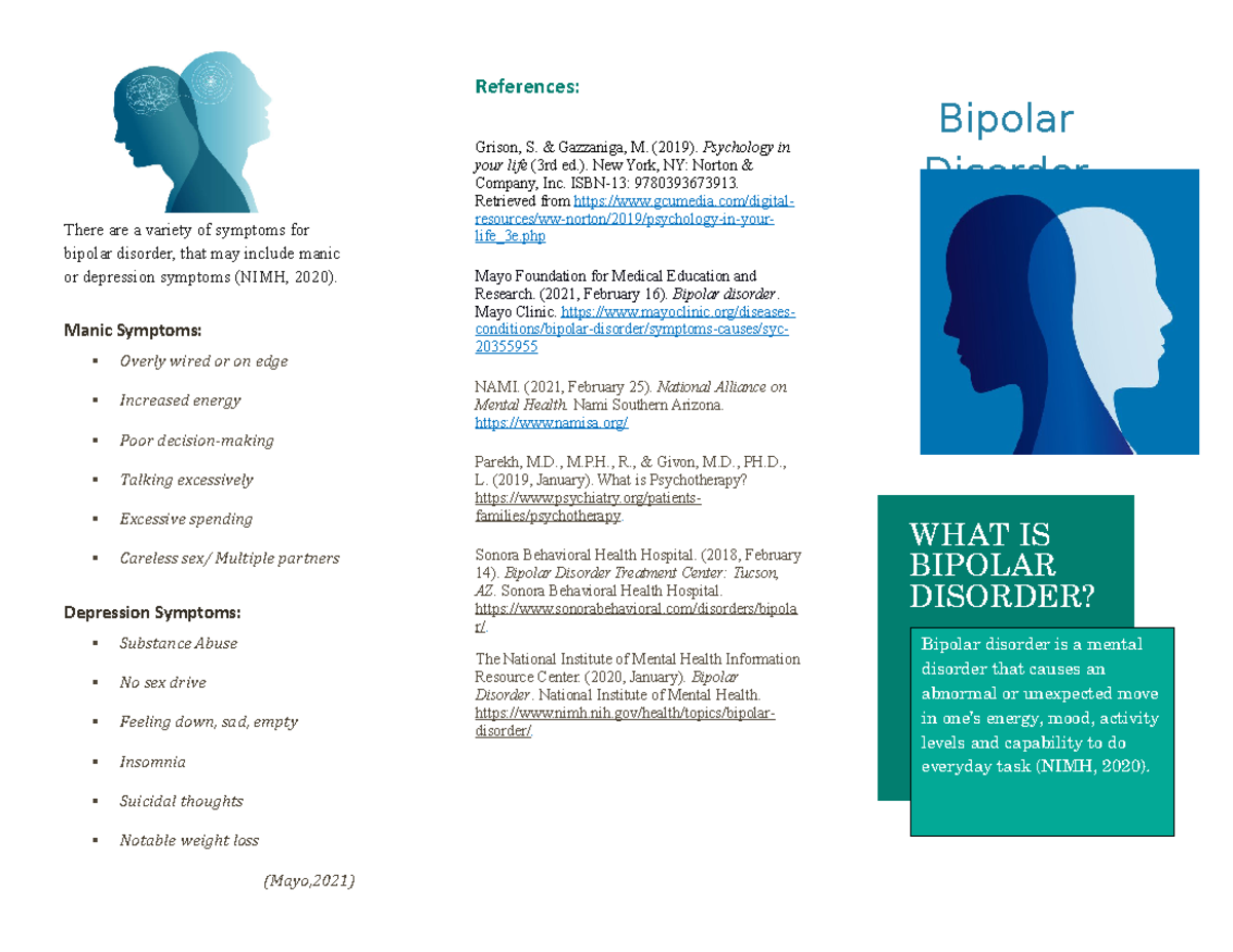 Bioploar Disorder Brochure - There are a variety of symptoms for ...