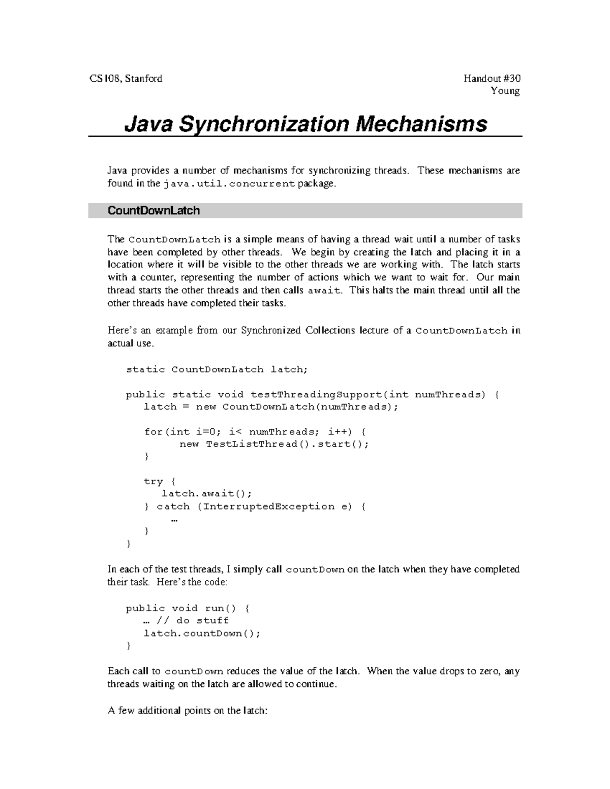 30Synchronization Mechanisms - These mechanisms are found in the java ...