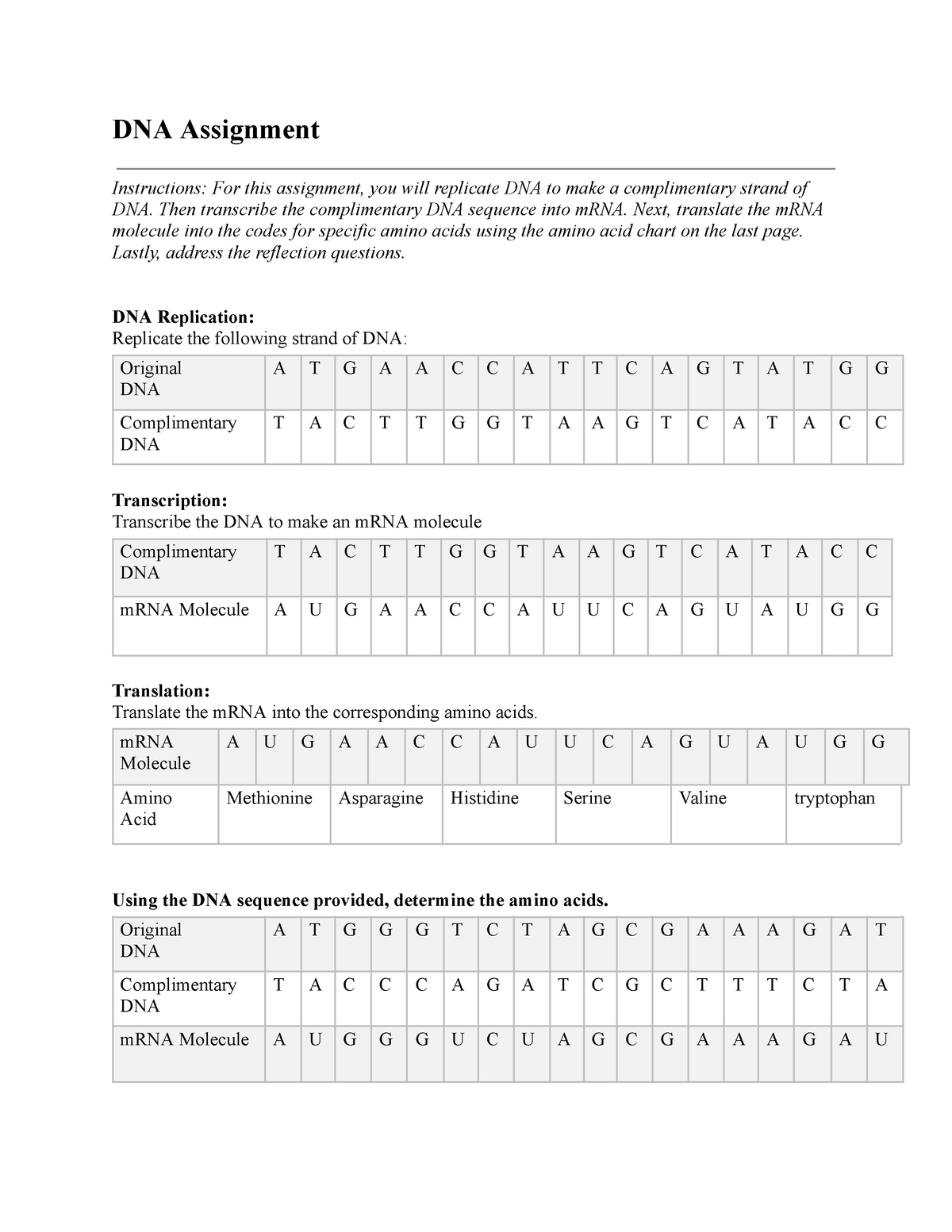 03 05 transcription and translation assignment - DNA Assignment ...