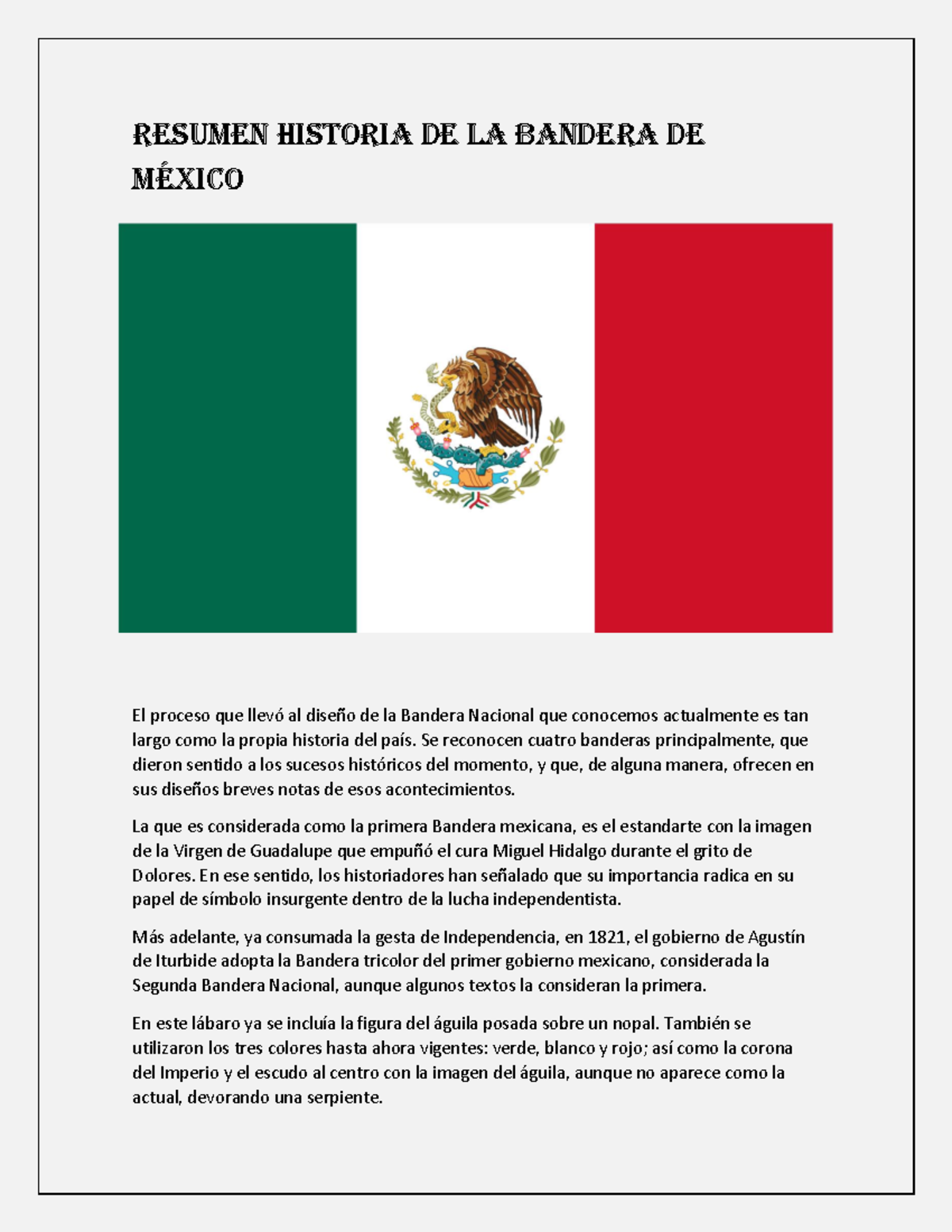 Resumen Historia De La Bandera De México Resumen Historia De La Bandera De México El Proceso 6155