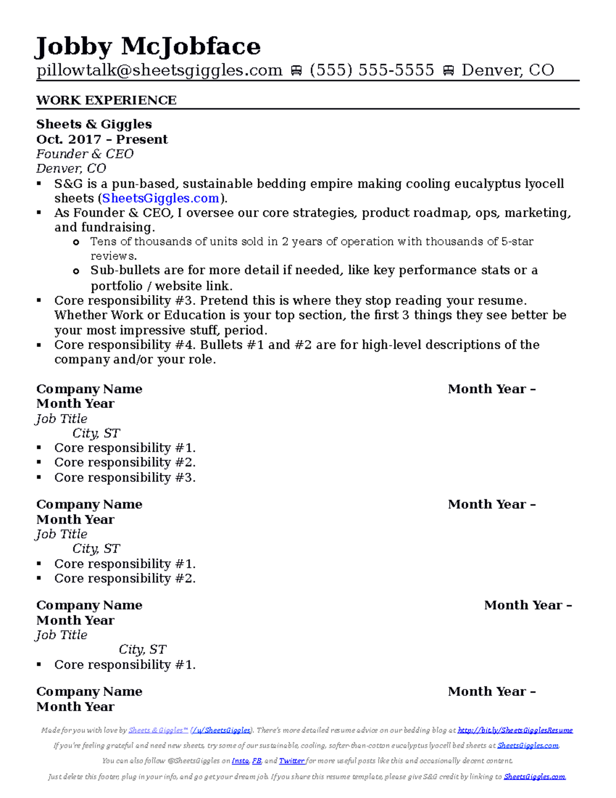 Sheets Giggles Resume Template - Thumb 1200 1553 