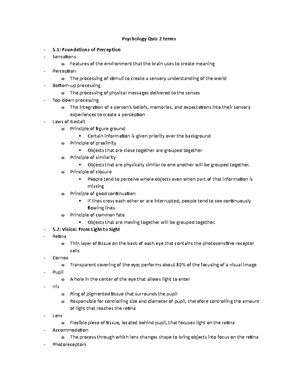 Quiz 2 Terms To Know - Quiz 2 Notes For Psy1101 From Tophat. - PSY1101 ...