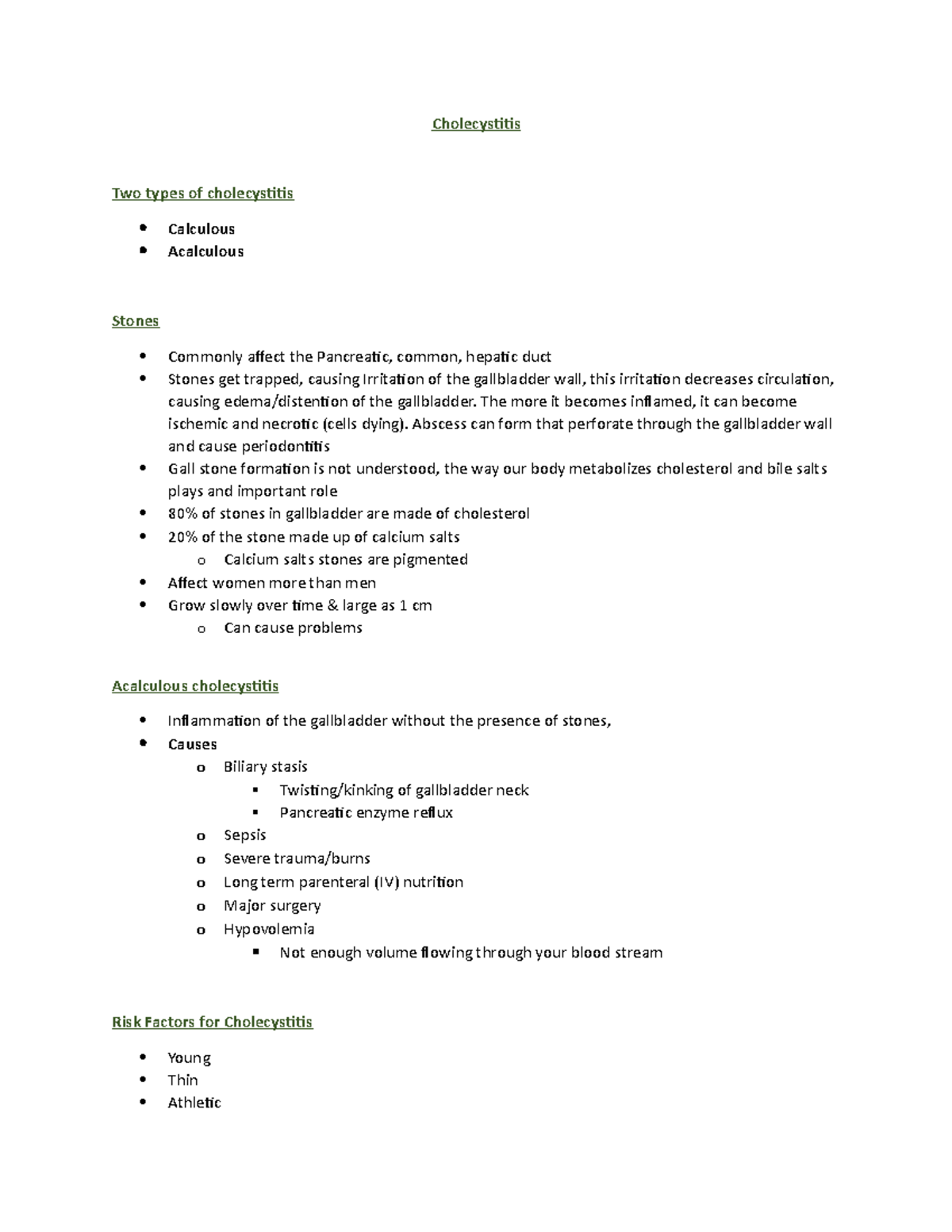 Cholecystitis Staff Exam 4 Cholecystitis Two types of cholecystitis