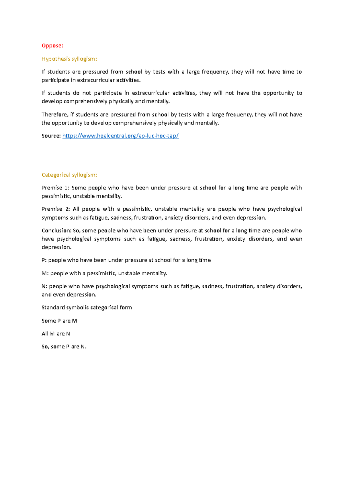 Critical Thinking Project- Topic 4- Oppose - Oppose: Hypothesis ...
