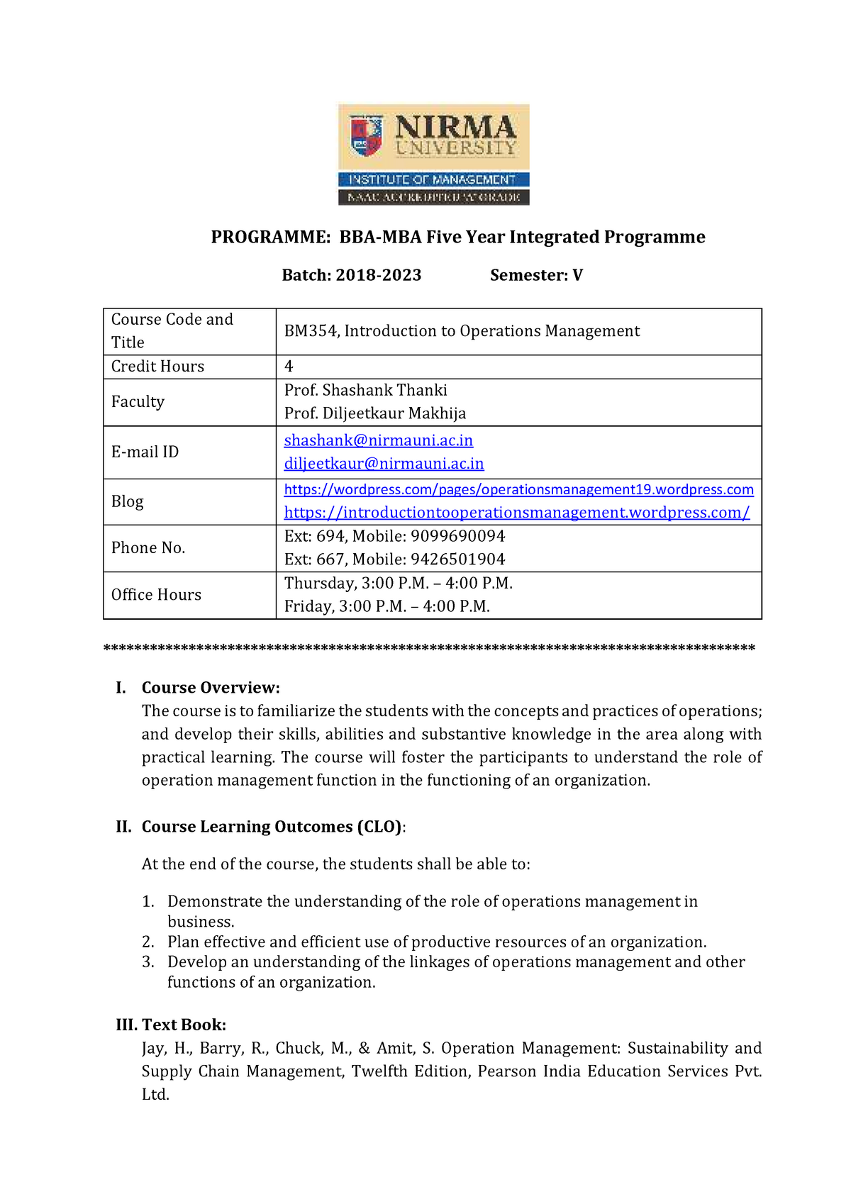 Course outline IOM 5th Semester - PROGRAMME: BBA-MBA Five Year ...