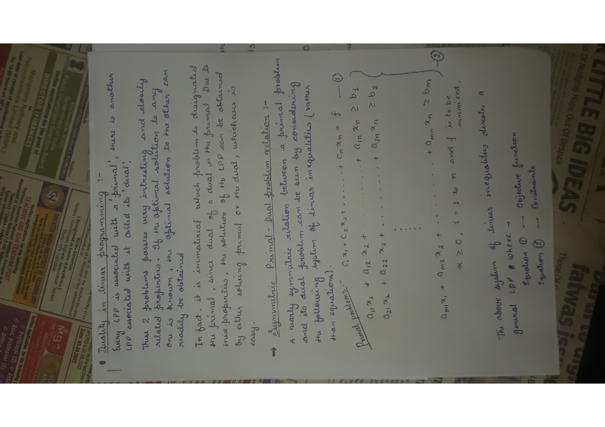 Dual of a simplex problem ein 2 101 a 0899080980 eut 101 non and