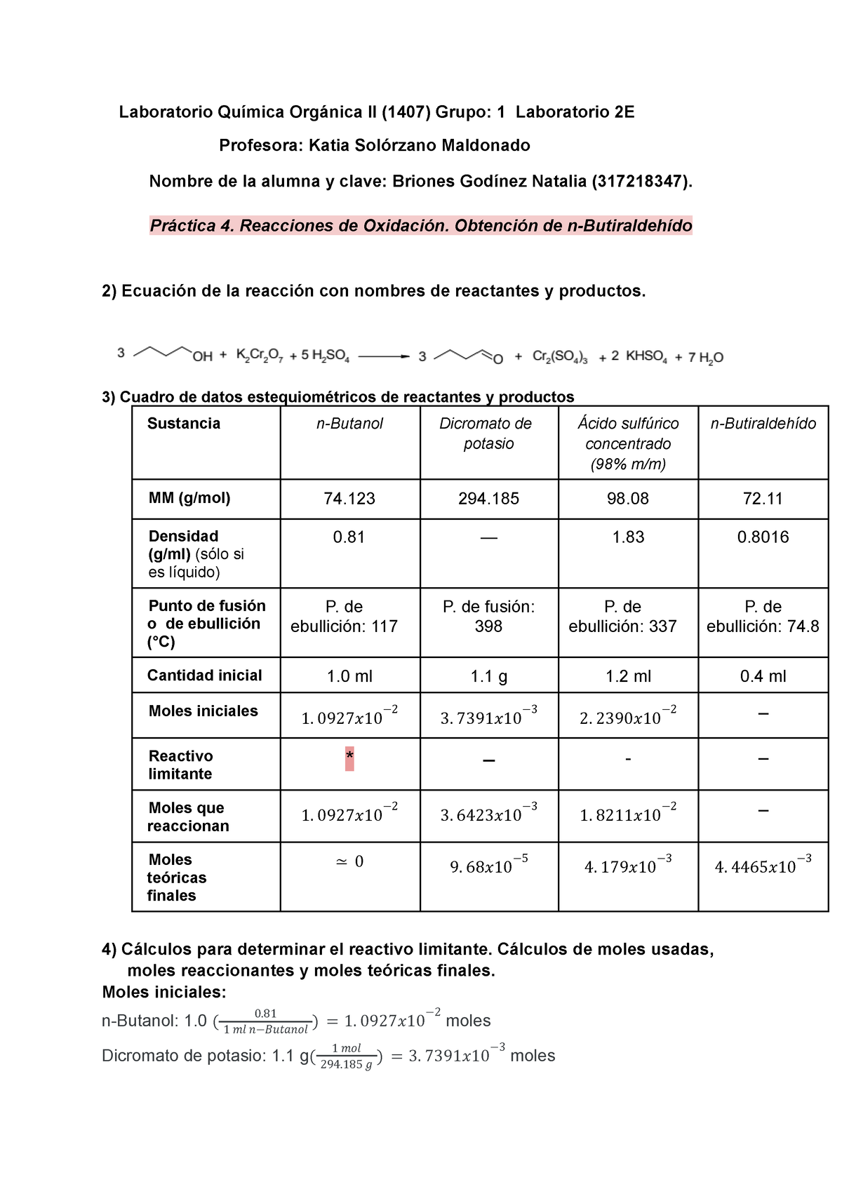 Informe P.4 Organica 2 - Practica 4 - Laboratorio Química Orgánica II ...