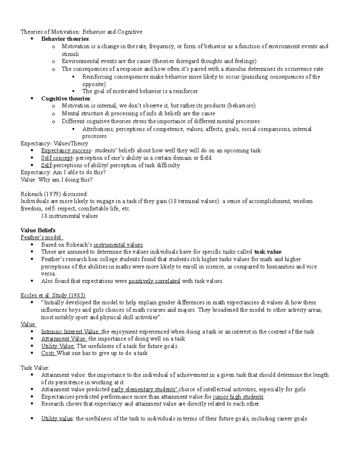 Theories of motivation - Self -perceptions of ability/ perception of ...