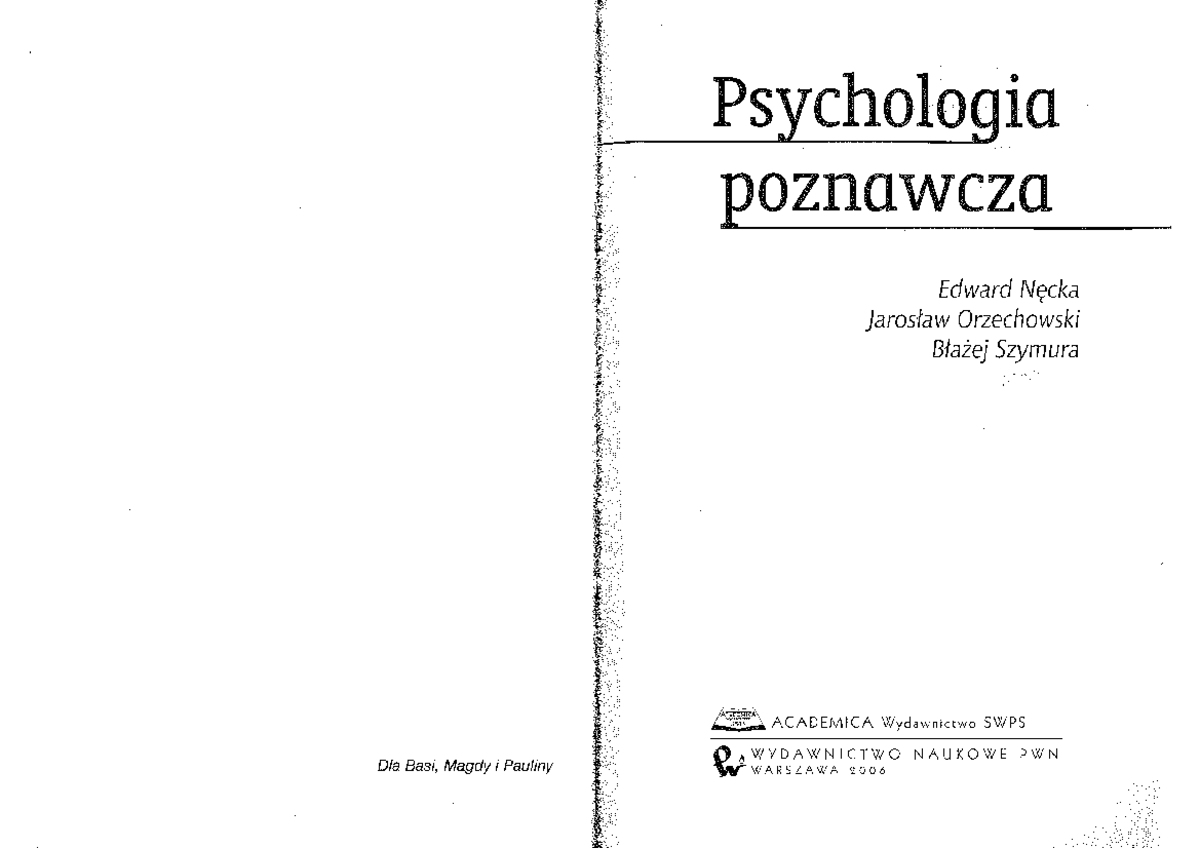 Zajęcia 6 - Nęcka I In. - Psychologia Poznawcza - Dla Basi, Magdy I ...