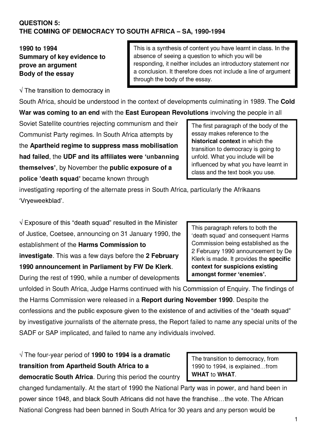 the coming of democracy essay grade 12