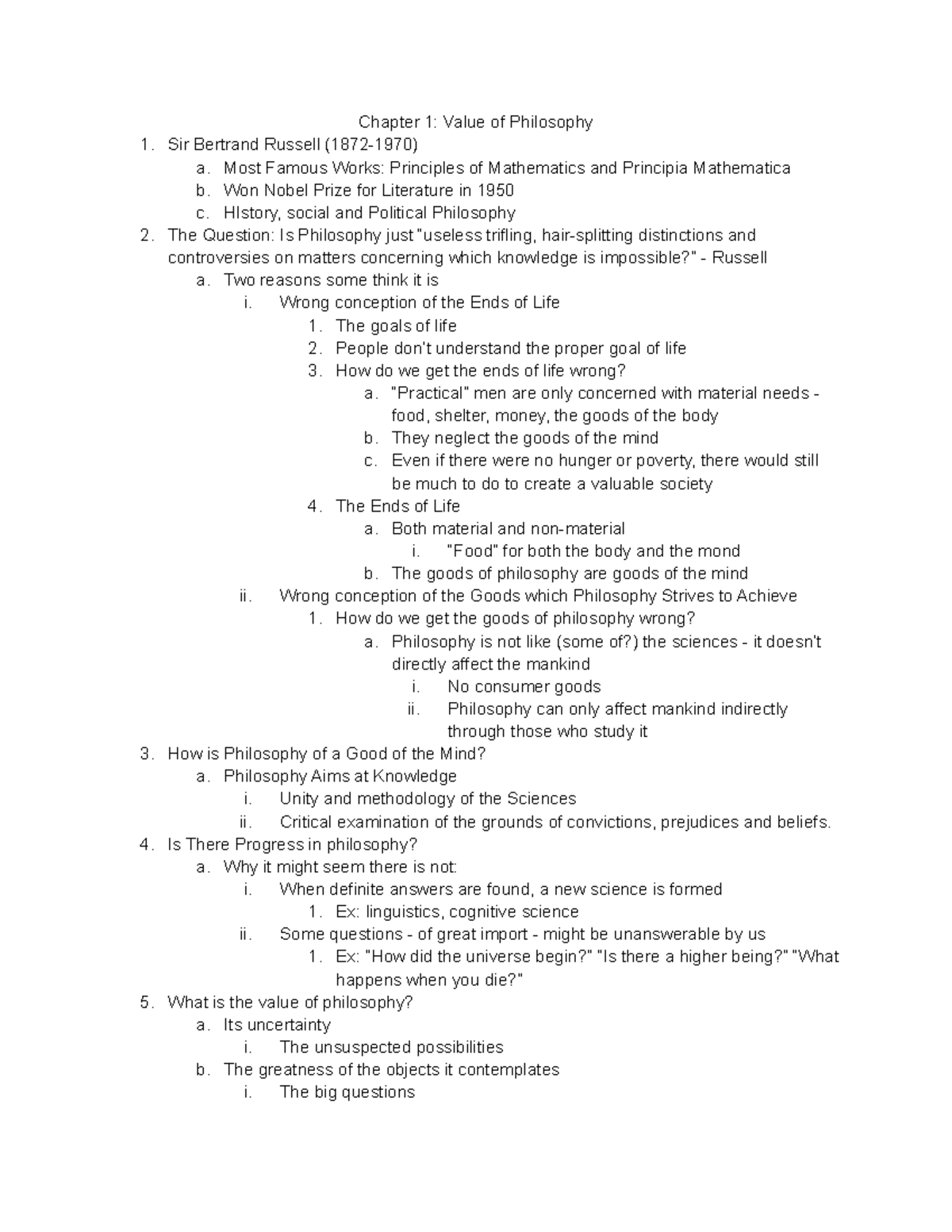 Chapter 1 Value of Philosophy - 1. 2. 3. 4. 5. Chapter 1: Value of ...