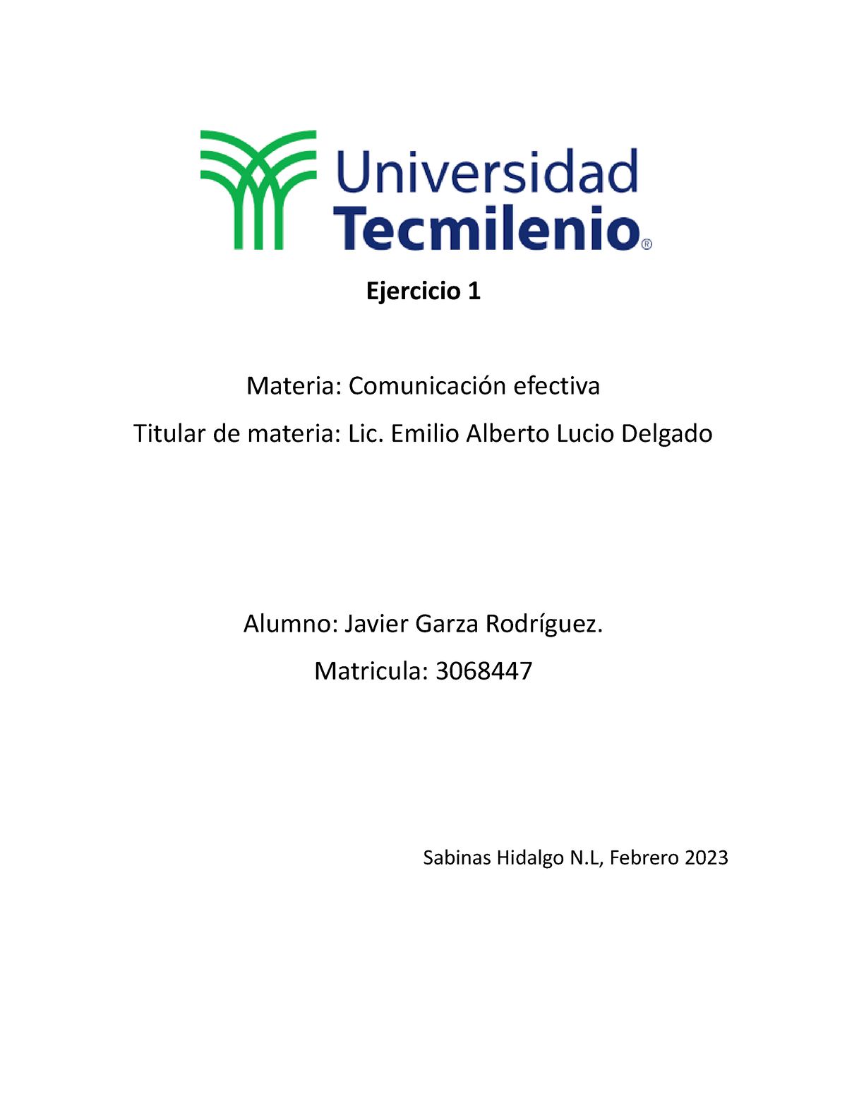 Ejercicio 1 Comunicacion Efectiva Mod - Ejercicio 1 Materia ...