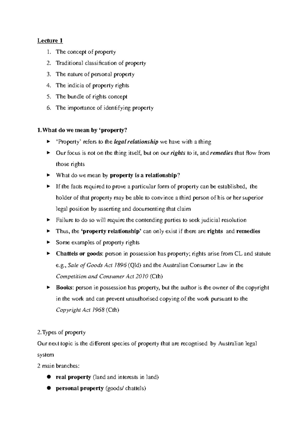 Lecture notes that are from the first week through to the fifth ...