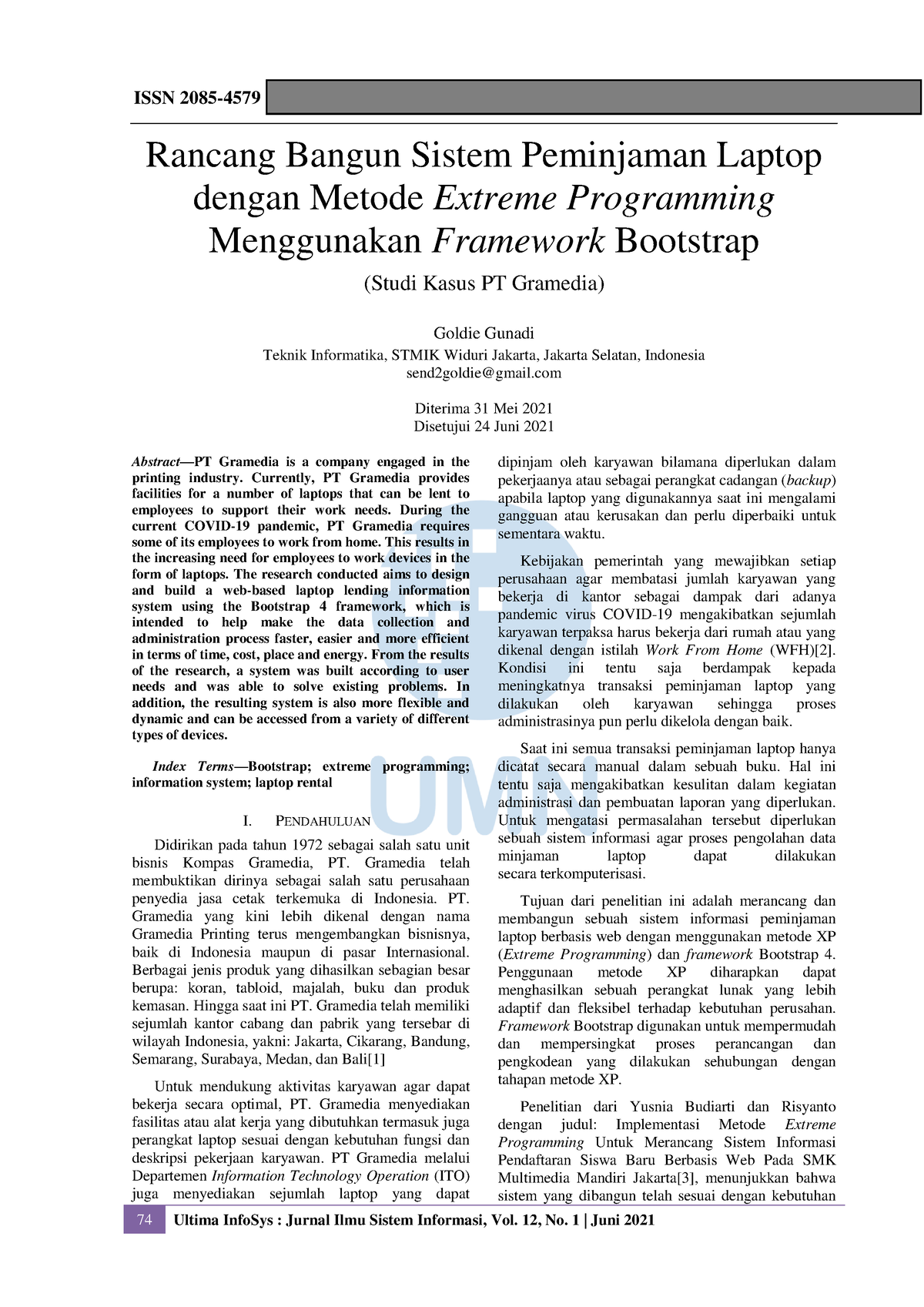 Rancang Bangun Sistem Peminjaman Laptop Dengan Metode Extreme Programming Menggunakan Framework 7481