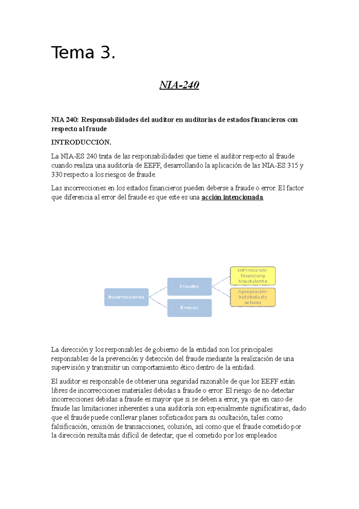 NIA 240 - Tema 3. NIA-240 NIA 240: Responsabilidades del auditor en ...
