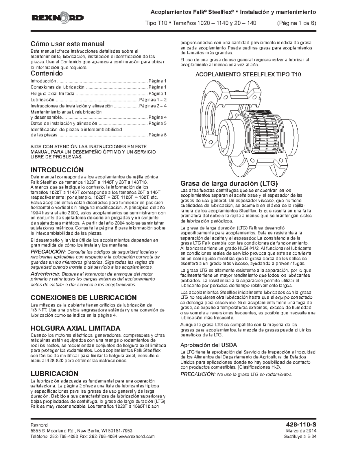 428110S FalkSteelflexTypeT10,Sizes20140,10201140Grid