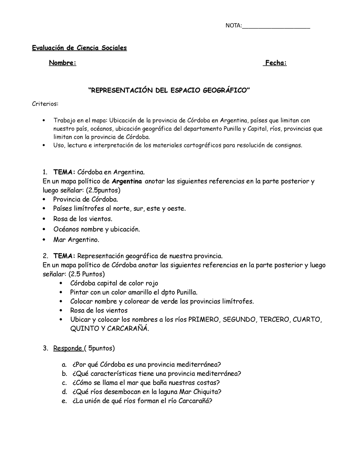 Evaluacion Ciencias Sociales Nota Evaluación De Ciencia Sociales Nombre 3469