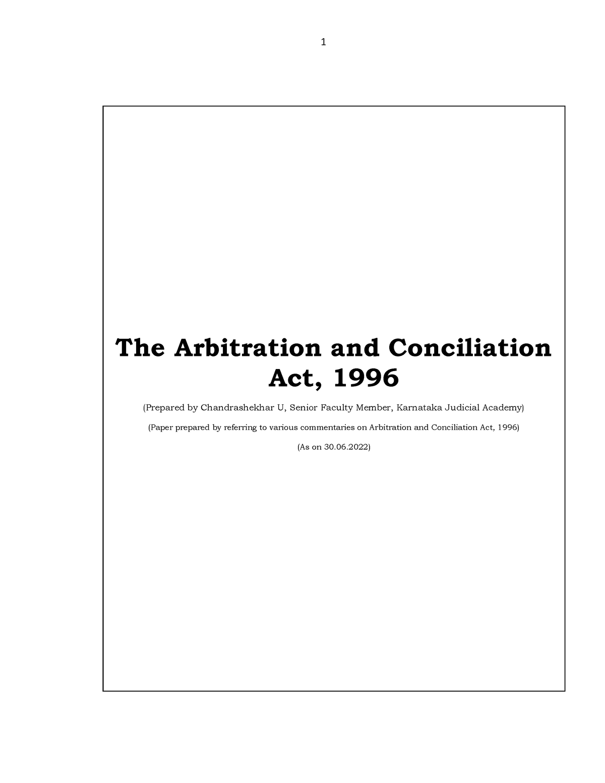 Arbitration And Conciliation Act, 1996 - 06) INDEX Sections Topic Page ...