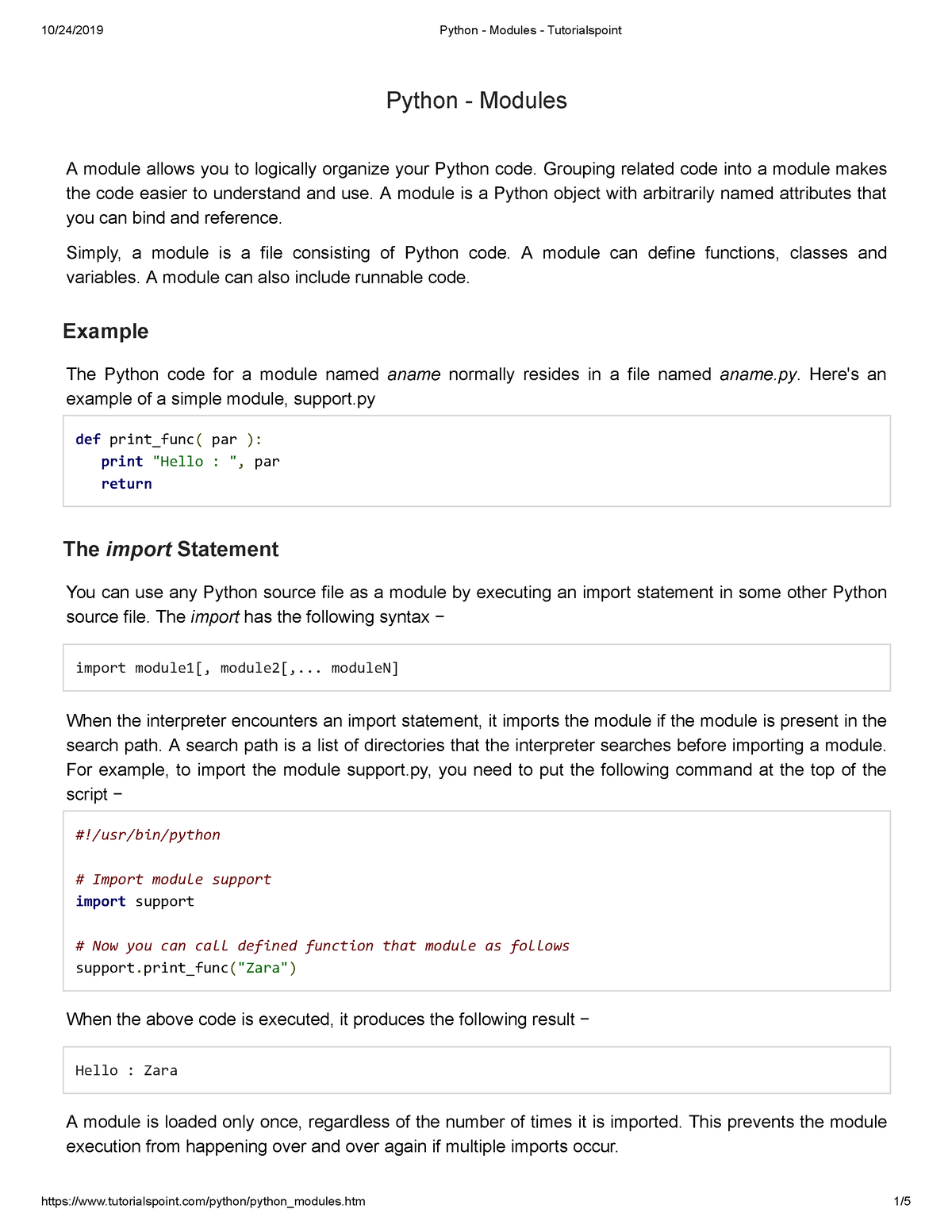 Python - Modules - Tutorialspoint - Python - Modules Python - Modules A ...