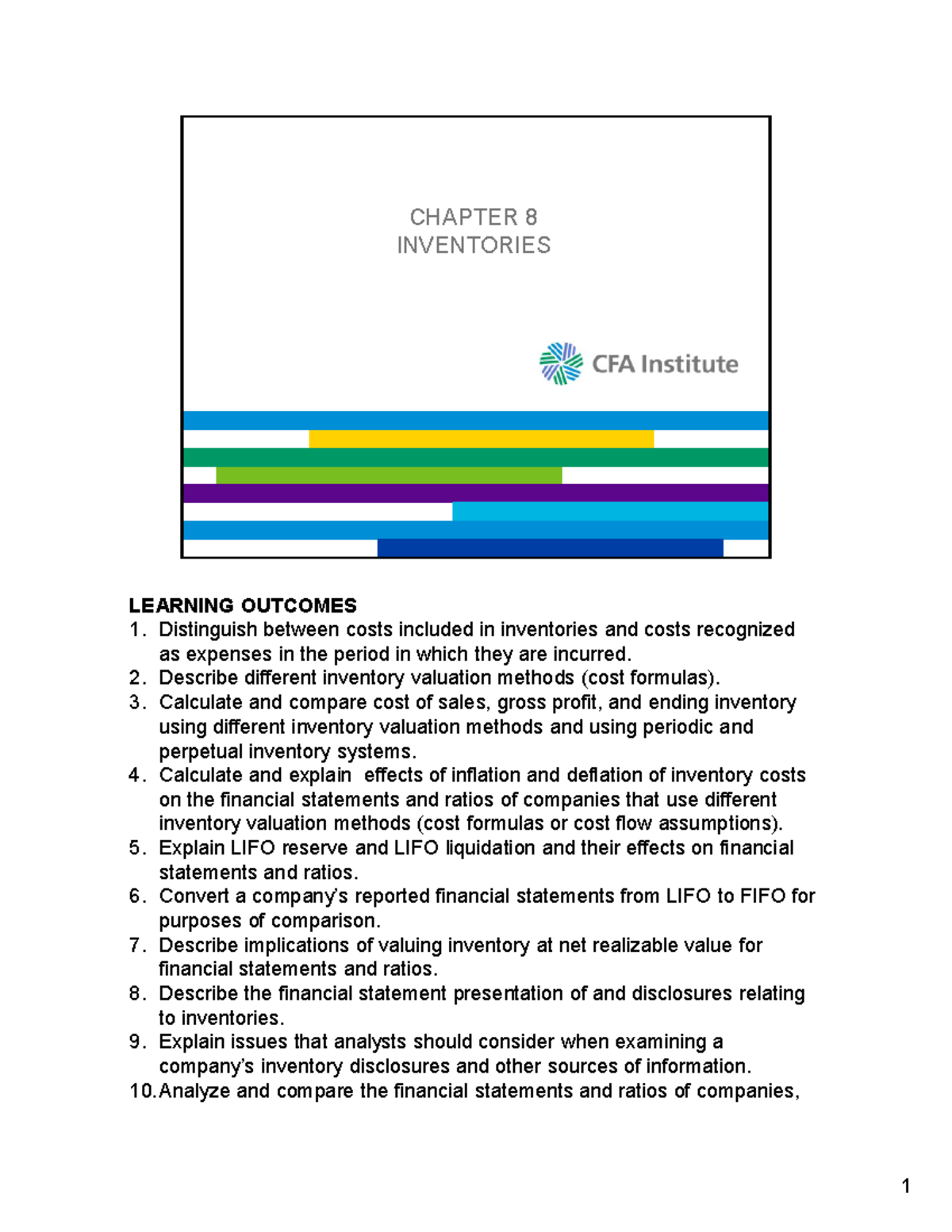 6 Inventory notes - note - CHAPTER 8 INVENTORIES LEARNING OUTCOMES ...