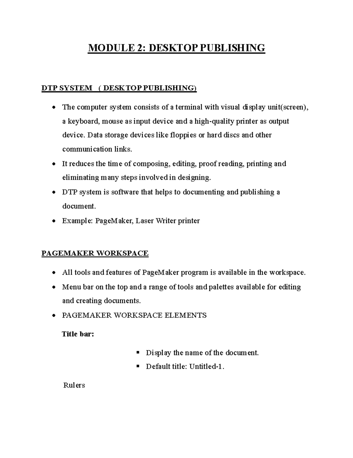 Information technology for office - MODULE 2: DESKTOP PUBLISHING DTP ...
