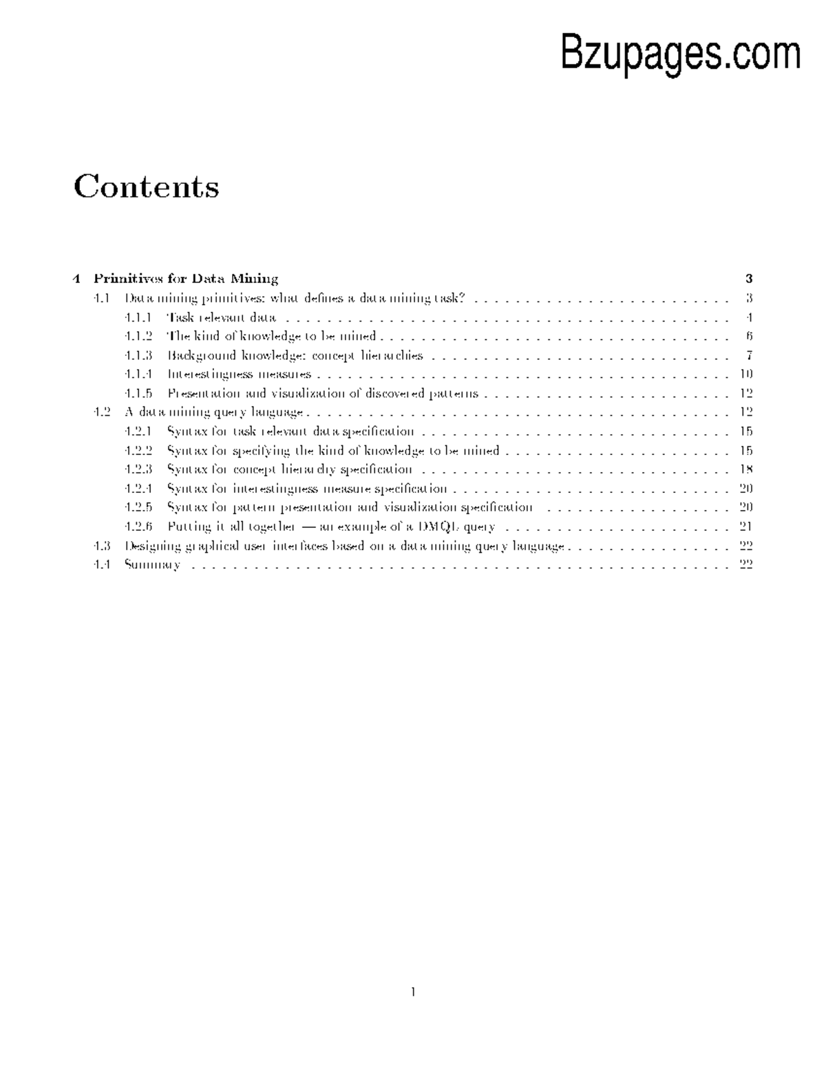 Ch4 Primitives for Data Mining - Contents 4 PrimitivesforDataMining 4 ...