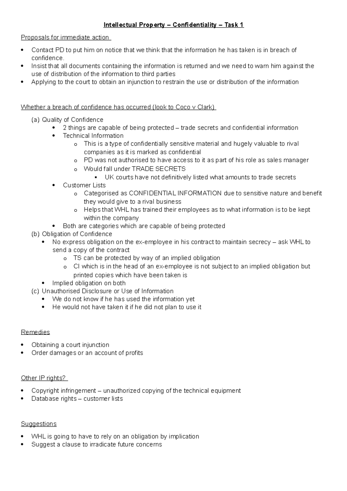 Intellectual Property – Confidentiality – Task 1 - Intellectual ...