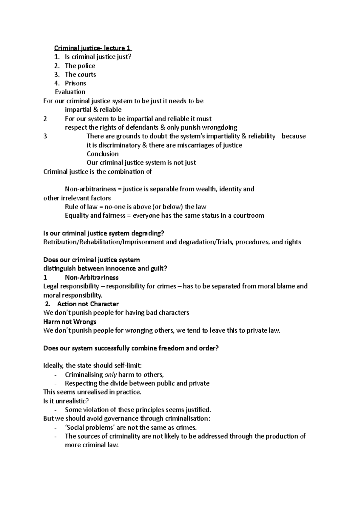 Criminal justice - las - Criminal justice- lecture 1 Is criminal ...