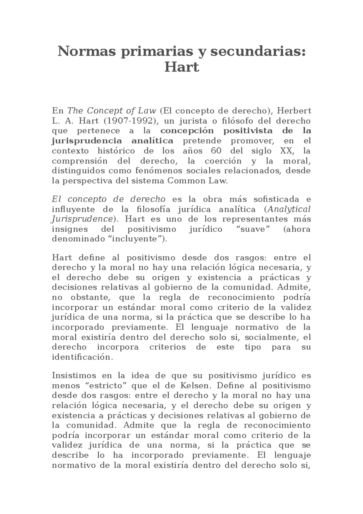 Hart normas primarias y secundarias the concept of law normas