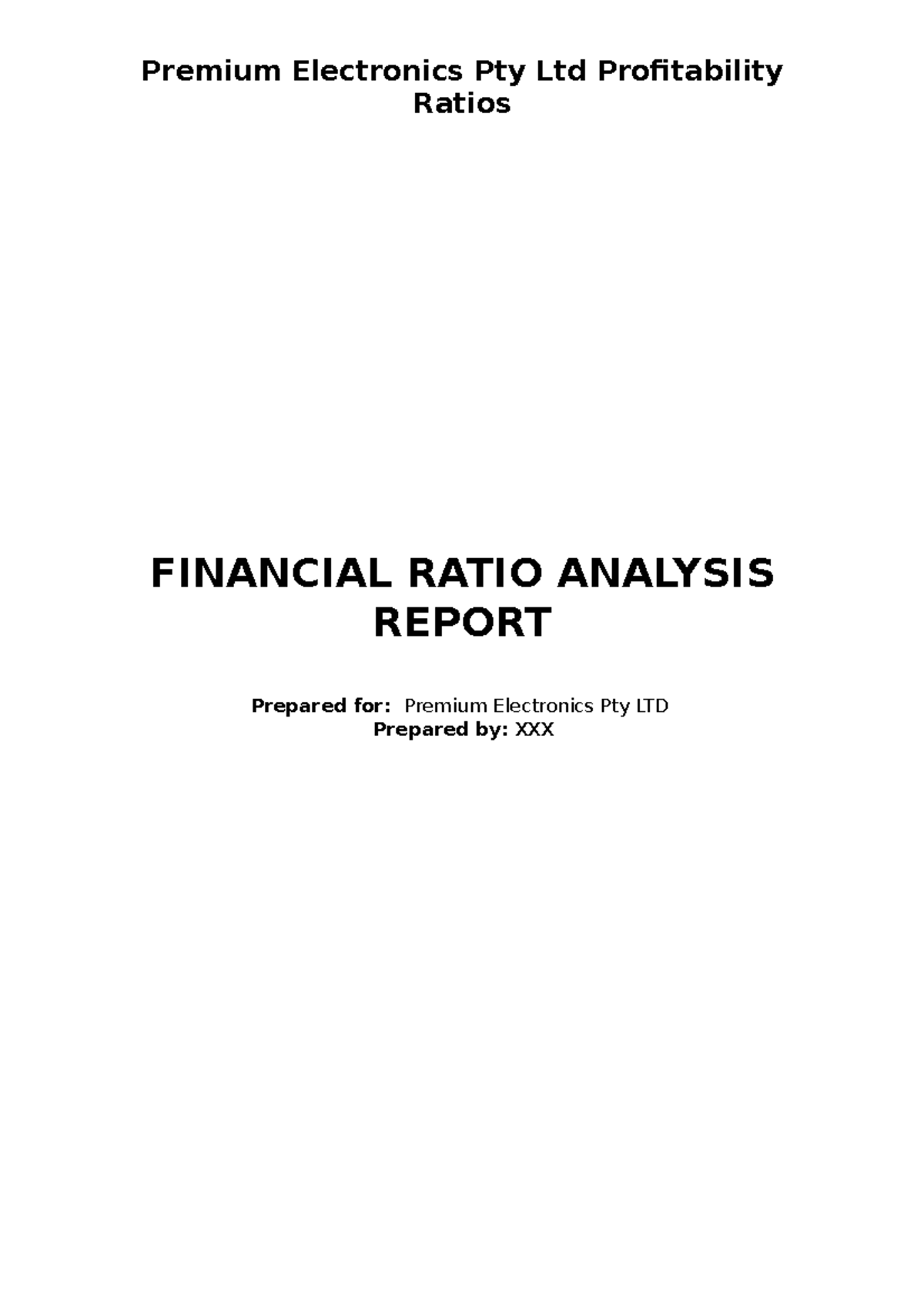 financial ratio analysis report assignment