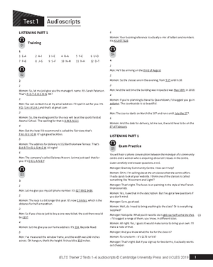 Ielts Trainer 2 General Tests 1-6 Answer Keys - Test 1 KEY LISTENING ...