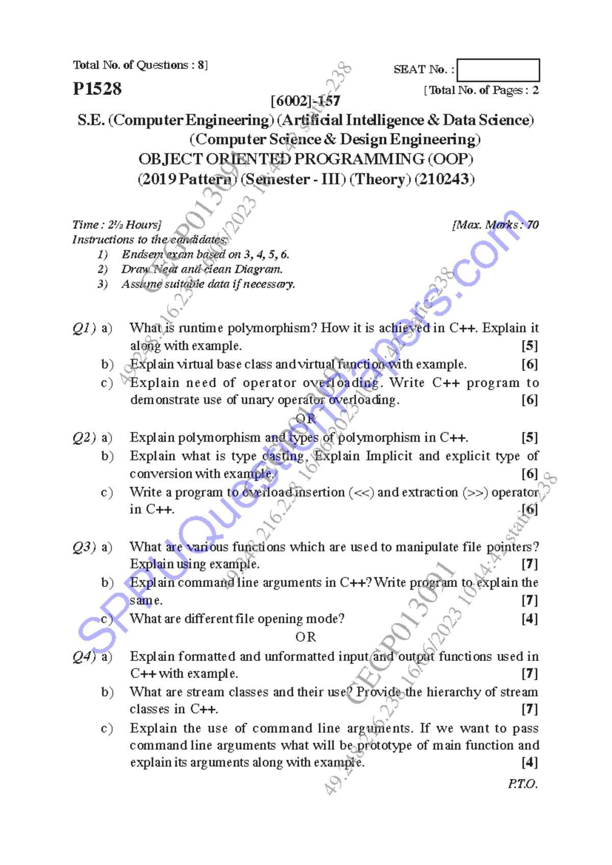 Be computer-engineering semester-3 2023 may object-oriented-programming ...