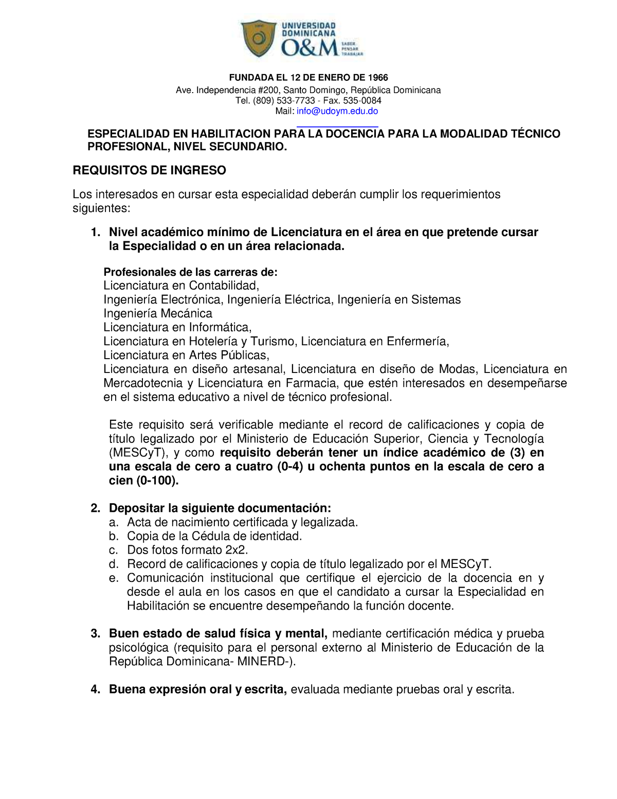 Especialidad En Habilitaci Ã³n Docente Para T Ã¨cnico Profesional ...