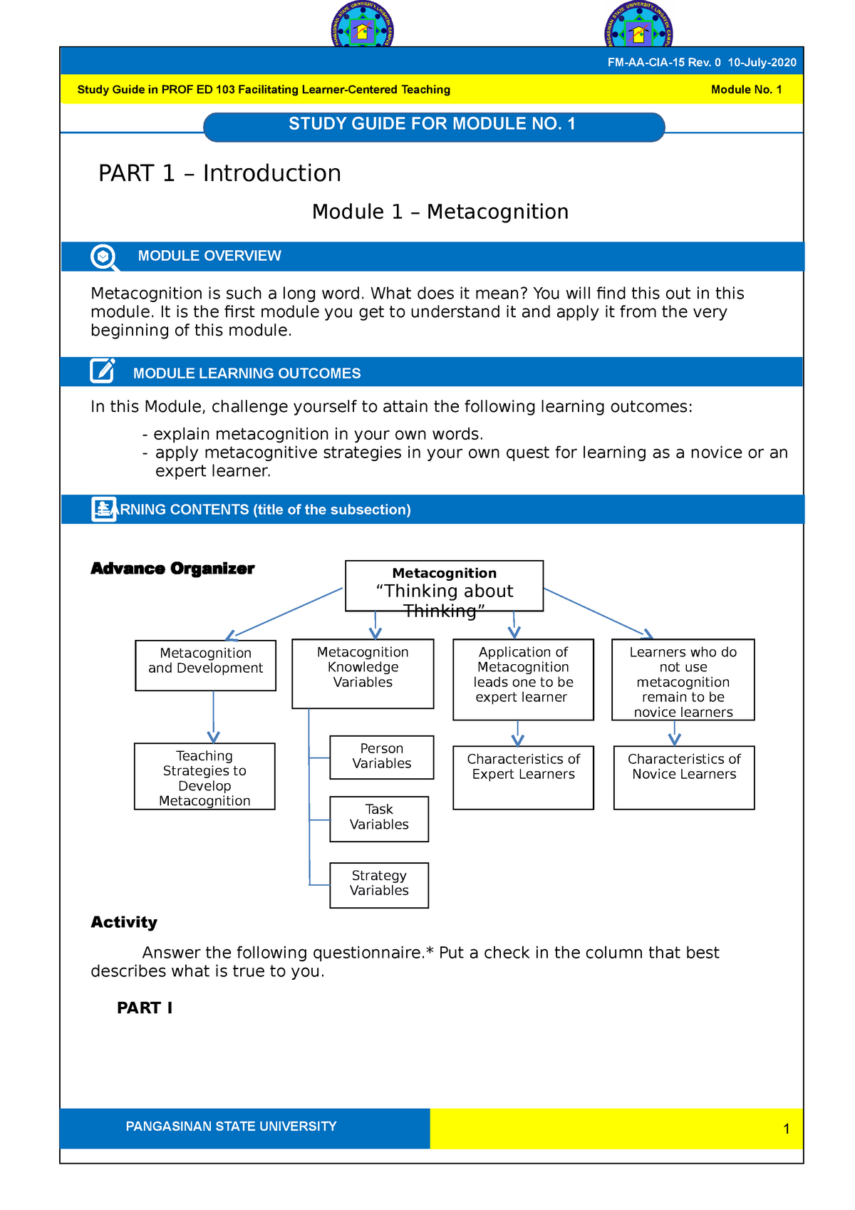 Module 1 Facilitating Leaner Centered Teaching - Facilitating Learner ...