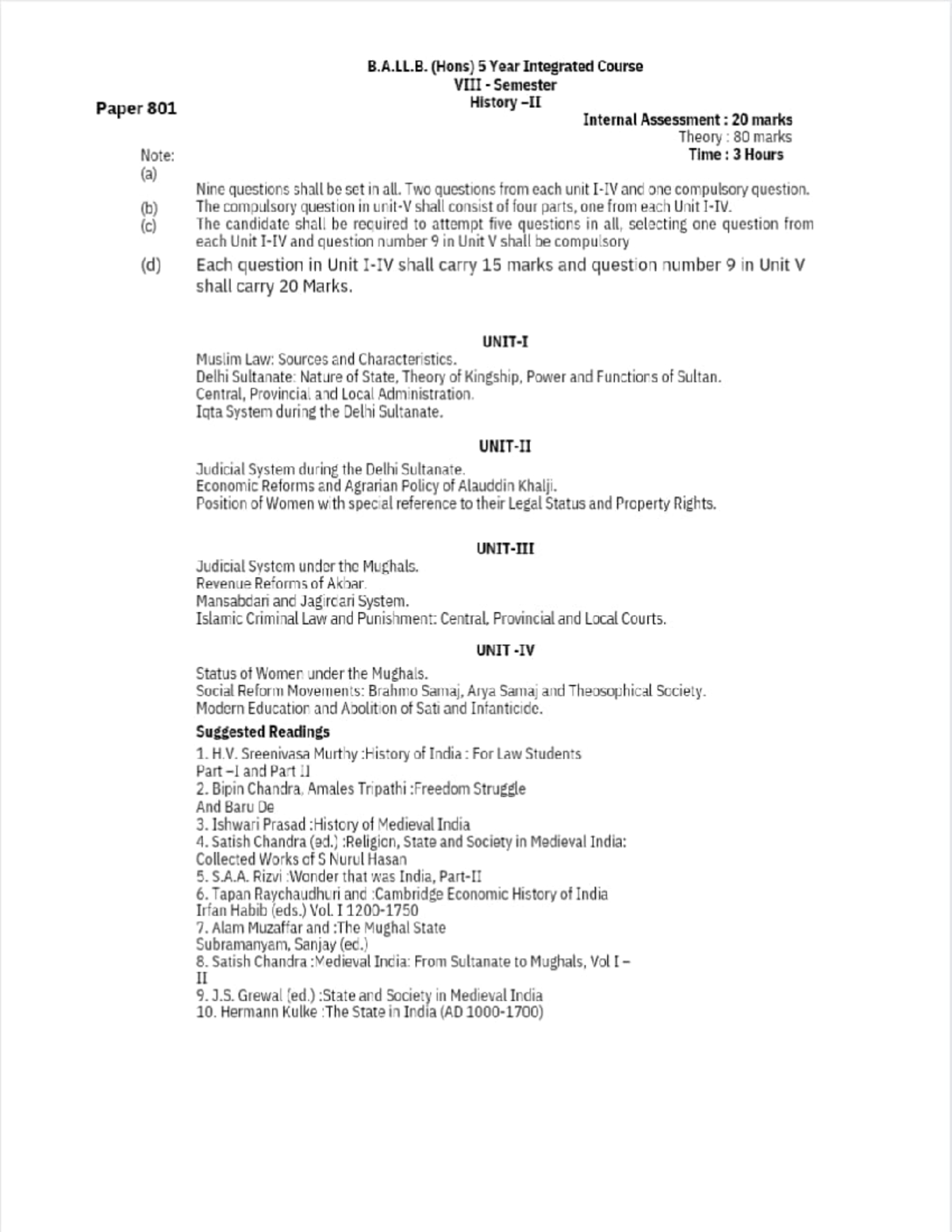 4th year 8th semester Syallbus - Paper Note: (a) {b) (c) (d} B. LL ...