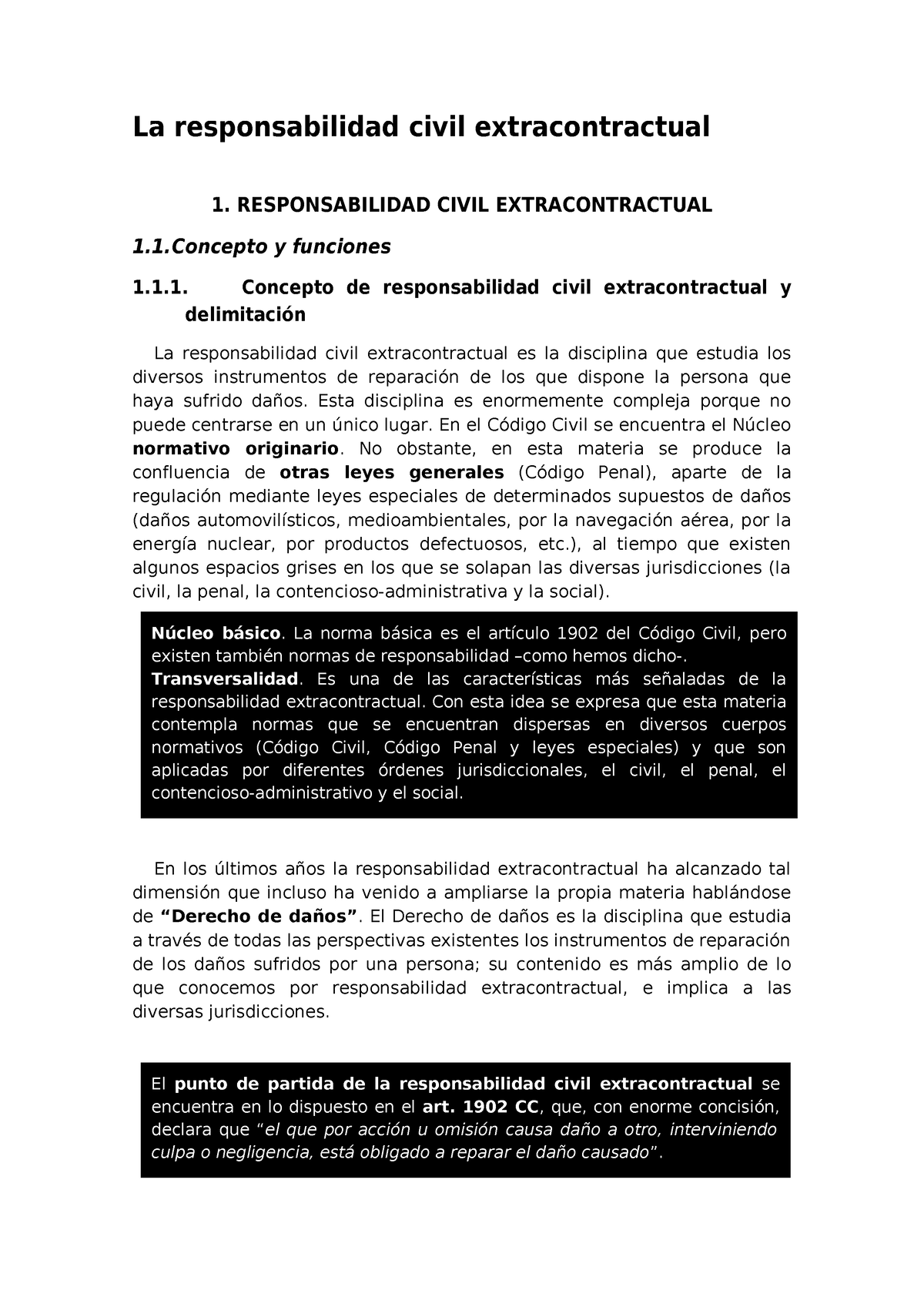 Respcivil - Apuntes - La Responsabilidad Civil Extracontractual 1 ...