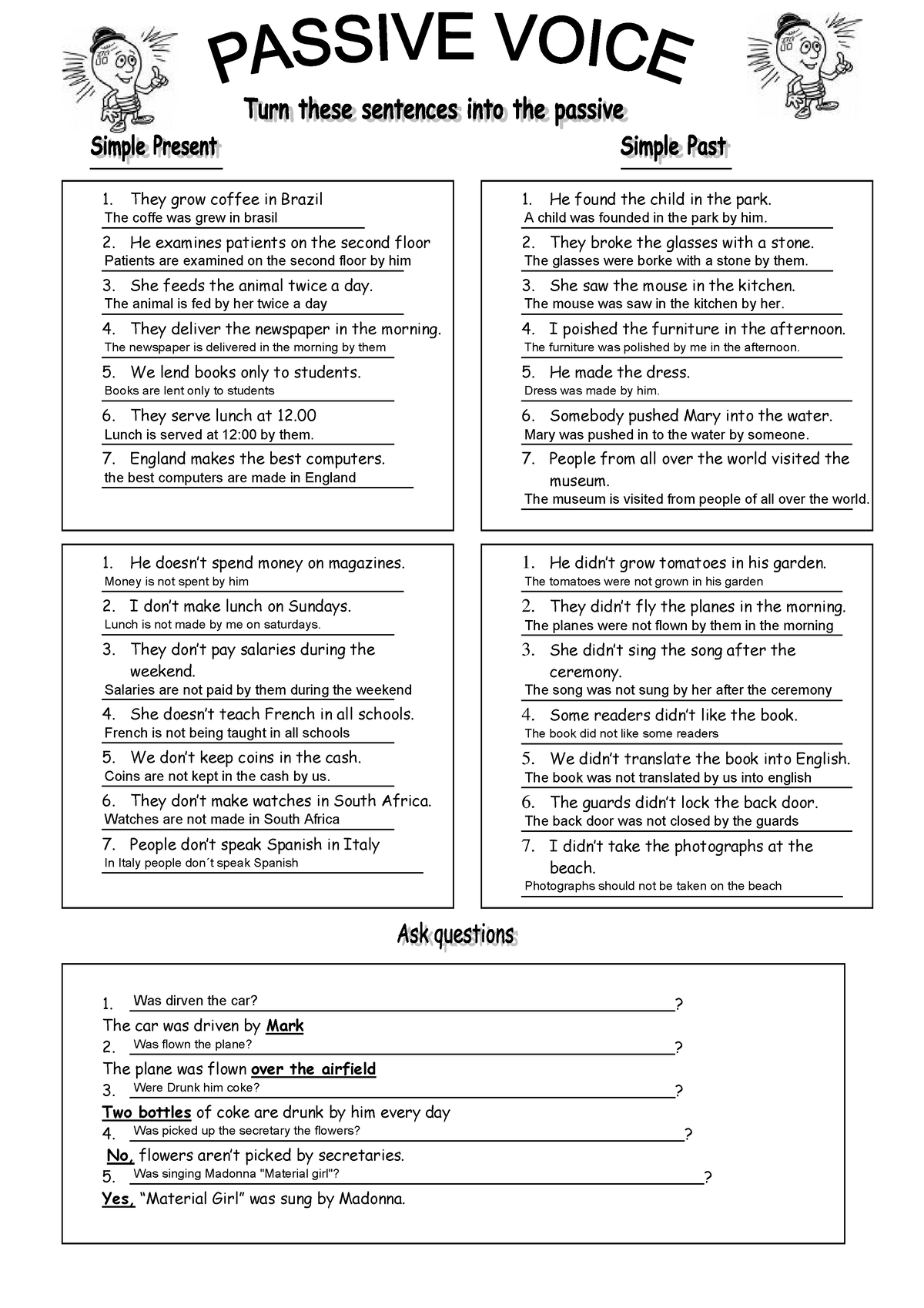 Lleno - Passive Voice Worksheet - 1. They grow coffee in Brazil The ...